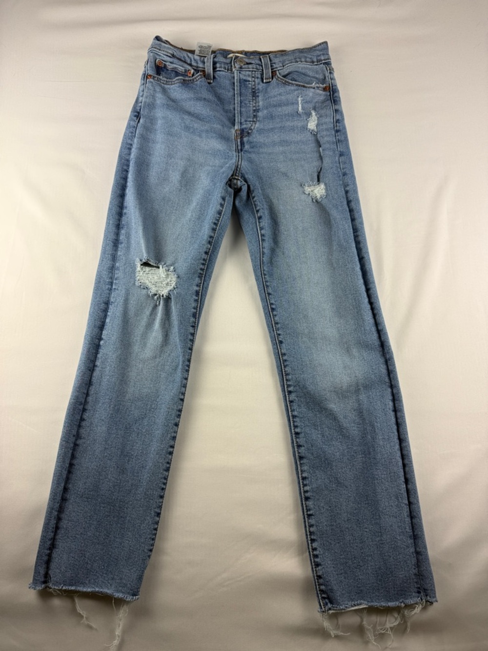 Levi’s Wedgie Straight Jeans Raw Hem Distressed Button Fly Women’s 28
